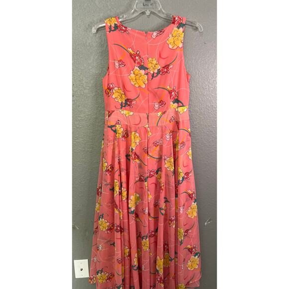 Jessica London Maxi Dress 14W Plus Pink Floral Sleeveless V-Neck Zip Flowy Fairy - Picture 2 of 10